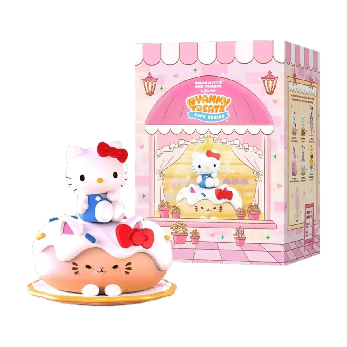 Nyammy Treats Sanrio Cafe Series Blind Box Sanrio collectible figure featuring cute cafe themed character designs adorable food inspired accessories pastel colors sweet dessert styling mystery surprise figure collectible toy kawaii character merchandise desk display shelf decor Sanrio fan collection and Japanese pop culture collectible appeal
