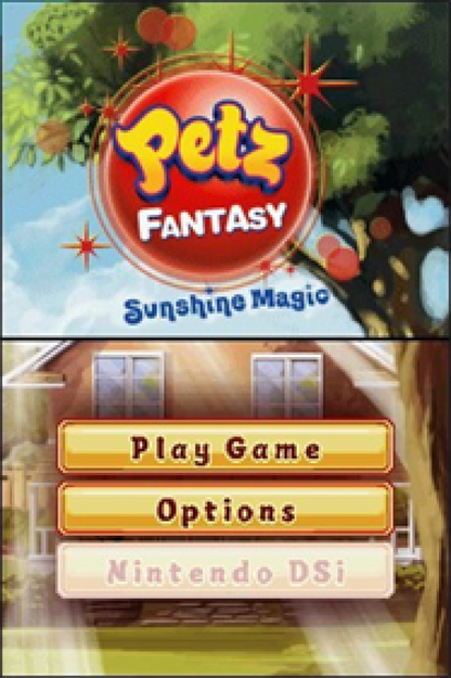 Petz: Fantasy: Sunshine Magic start screen for Nintendo DS (DS) fantasy pet simulation video game