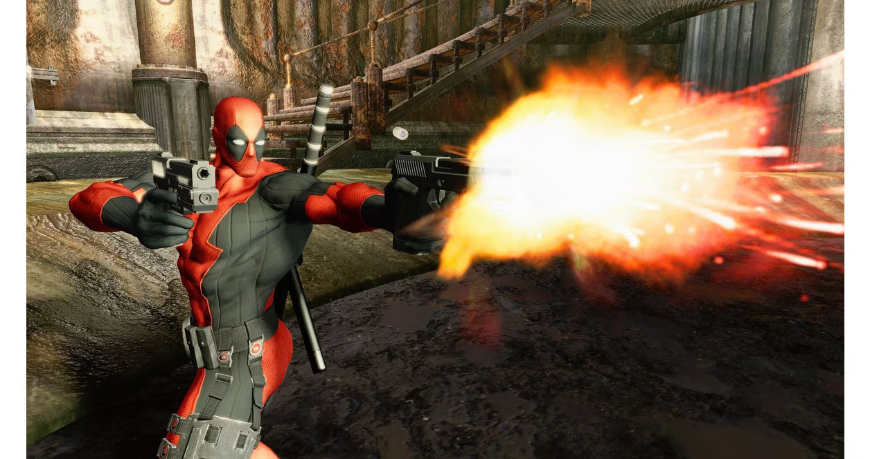 Deadpool Xbox 360 action hack and slash video game fourth-wall breaking humor by Marvel antihero guns sword gameplay