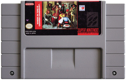 Where in Time is Carmen Sandiego cartridge for Super Nintendo Entertainment System SNES retro video game 