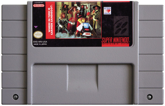 Where in Time is Carmen Sandiego cartridge for Super Nintendo Entertainment System SNES retro video game 