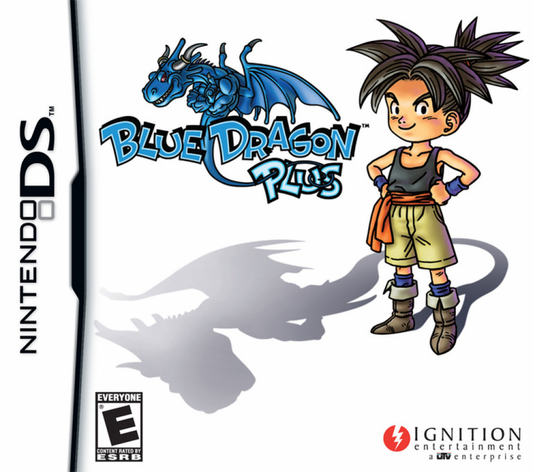 Blue Dragon Plus cartridge for the Nintendo DS featuring real time strategy RPG gameplay with shadow based combat customizable units and story driven missions in the Blue Dragon universe cover art