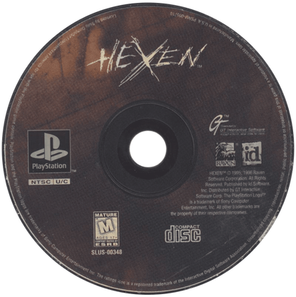 Hexen PlayStation PS1 for dark fantasy first person shooter video game fans featuring medieval combat powerful magic weapons dungeon exploration demonic enemies atmospheric environments challenging levels intense action gothic fantasy gameplay classic console FPS collectible gaming appeal disc