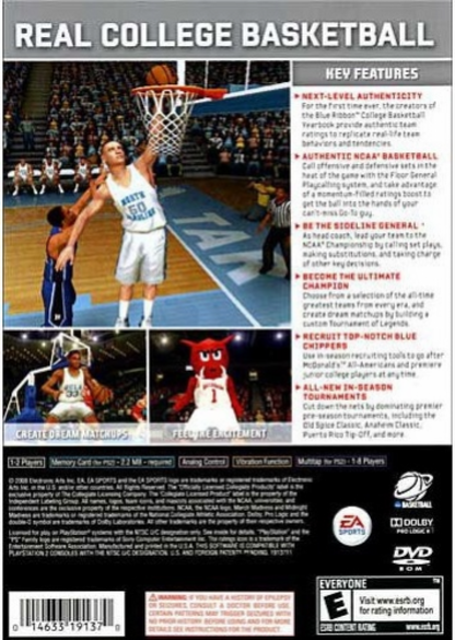 NCAA Basketball 09 – PlayStation 2 (PS2) college basketball sports video game back of case