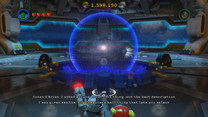 LEGO Batman 3 Beyond Gotham Xbox 360 action-adventure video game Batman Robin Justice League Lantern worlds outer space setting Brainiac villain character swapping puzzle solving brick-building humor DC Comics superhero roster Lantern rings powers co-op gameplay gameplay screenshot