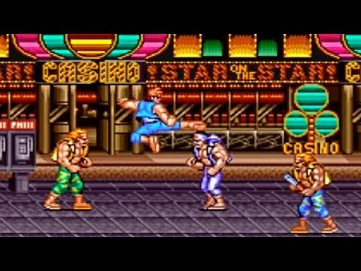 Super Double Dragon for Super Nintendo side scrolling beat em up featuring Billy and Jimmy Lee martial arts combat co op multiplayer and street fighting gameplay 