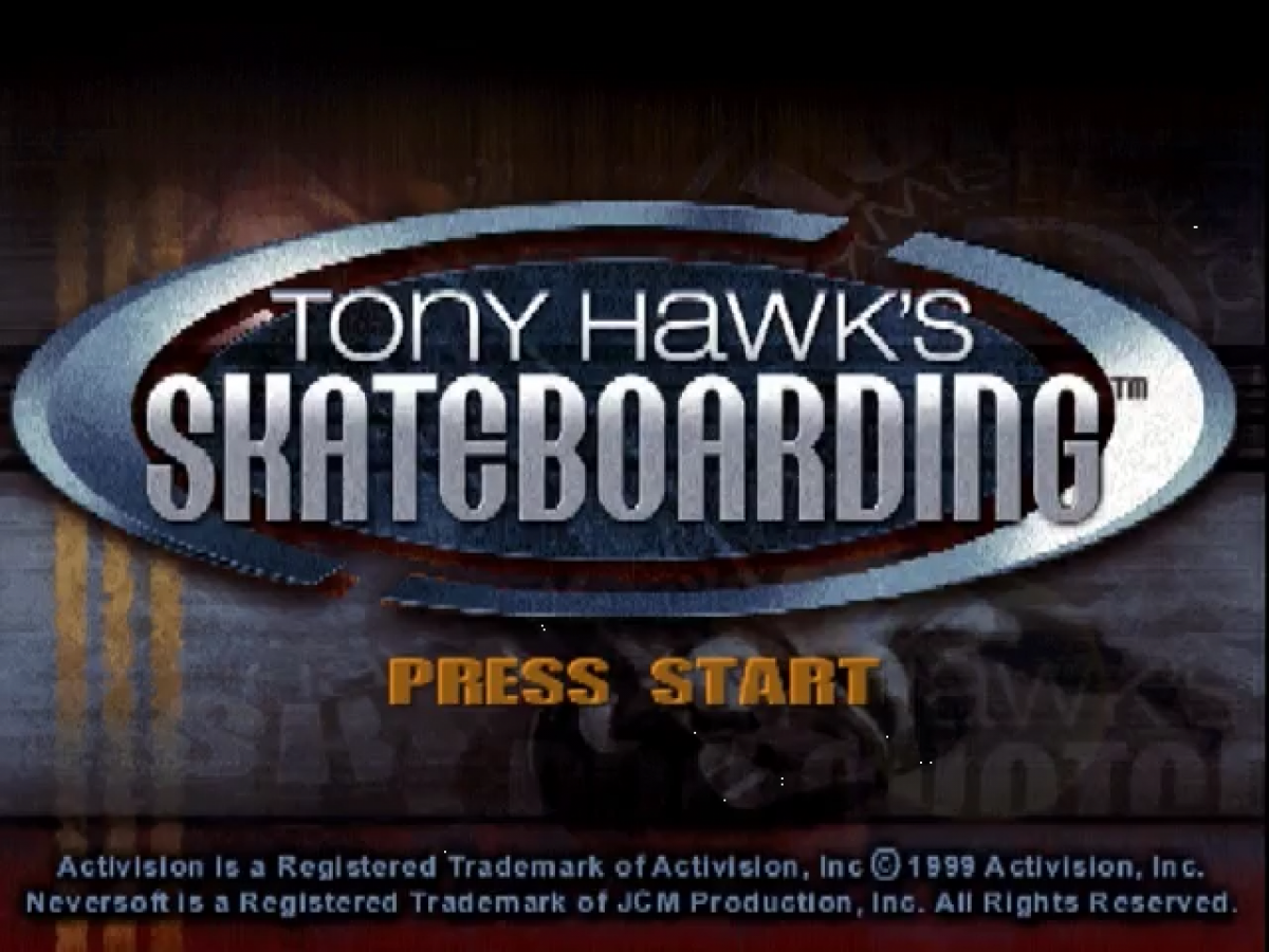 Tony Hawk's Pro Skater title screen for Nintendo 64 (N64) video game