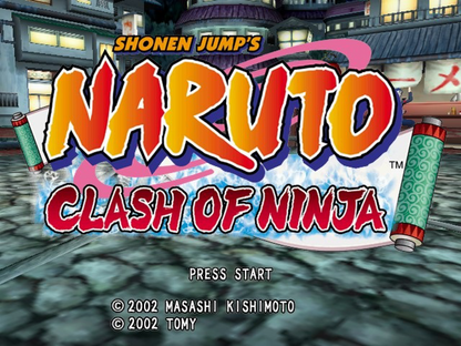 Ttile screen for Naruto Clash of Ninja GameCube GC video game, action fighting, anime adventure, multiplayer, classic Nintendo GameCube title