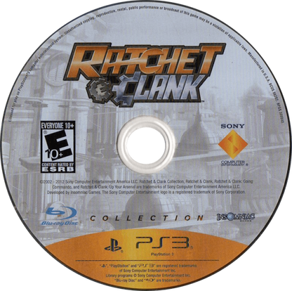 atchet & Clank Collection PlayStation 3 PS3 video game featuring action adventure platforming gameplay Ratchet and Clank characters colorful planets exploration weapon upgrades puzzle solving combat challenges and classic PlayStation gameplay retro video game collection collectible gaming appeal game disc