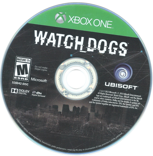 Watch Dogs – Xbox One (XONE) disc for open-world action-adventure video game