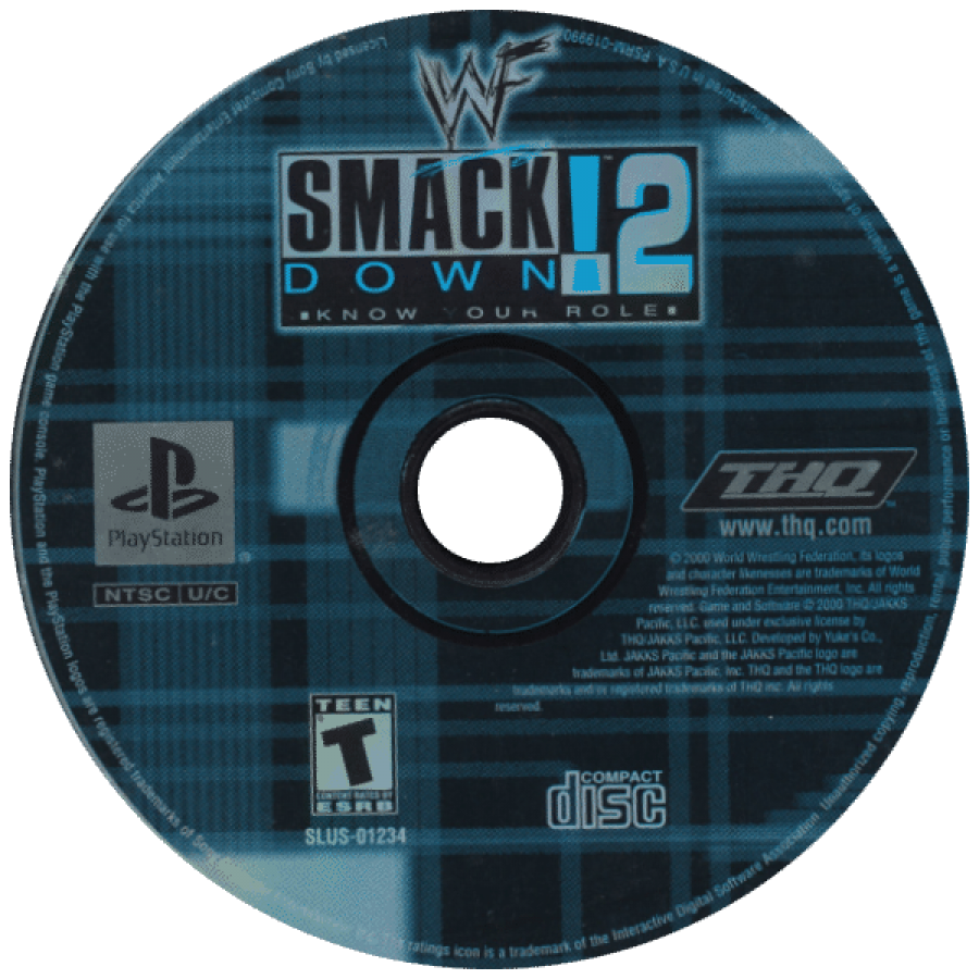 WWF SmackDown! 2: Know Your Role disc for PlayStation 1 (PS1) wrestling video game