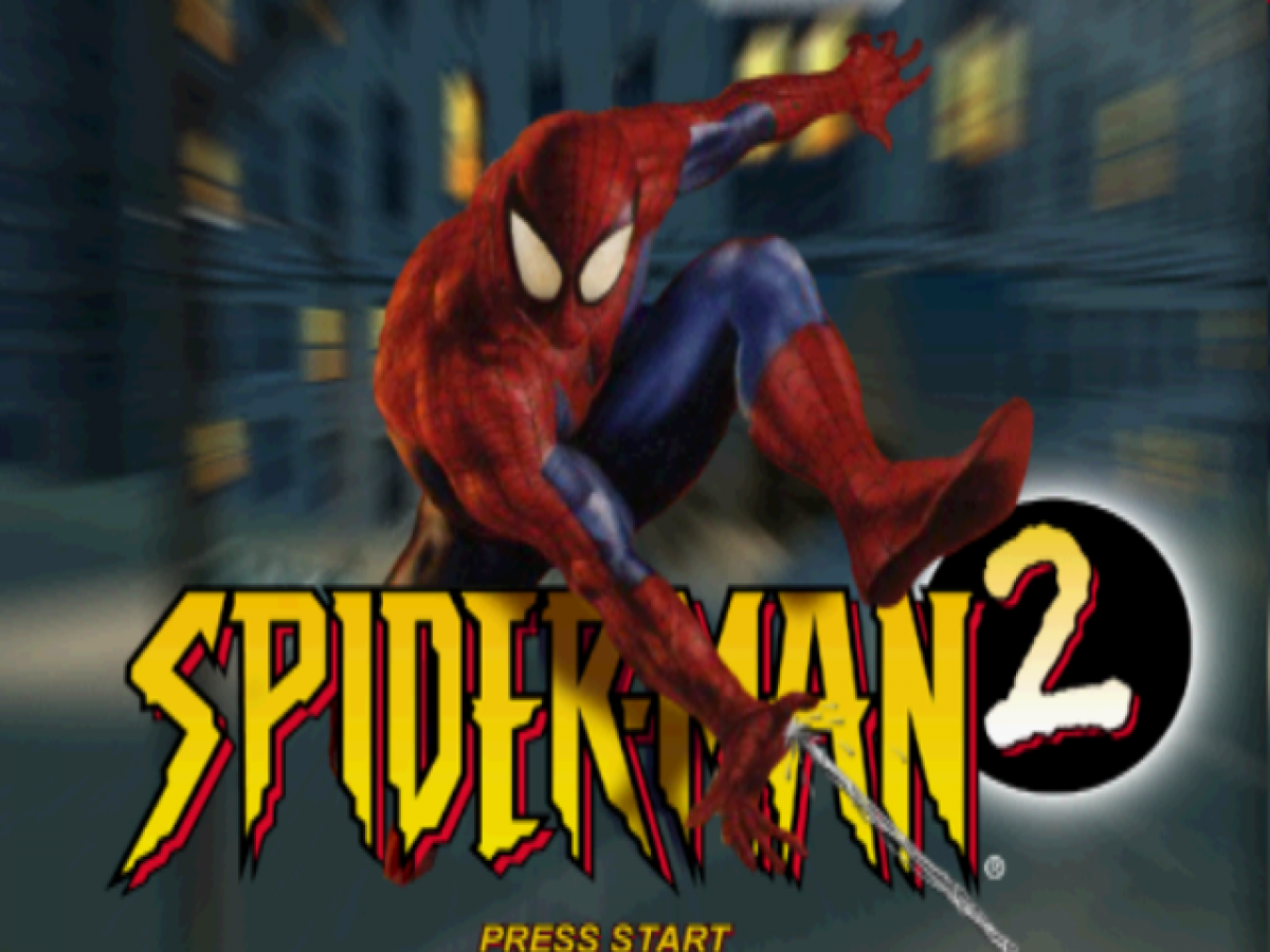 Spider-Man 2 retro superhero action adventure game for PlayStation 1 (PS1) title screen