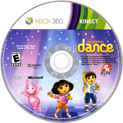 Nickelodeon Dance for Xbox 360 with kid-friendly dance routines featuring popular Nickelodeon characters disc