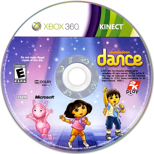 Nickelodeon Dance for Xbox 360 with kid-friendly dance routines featuring popular Nickelodeon characters disc