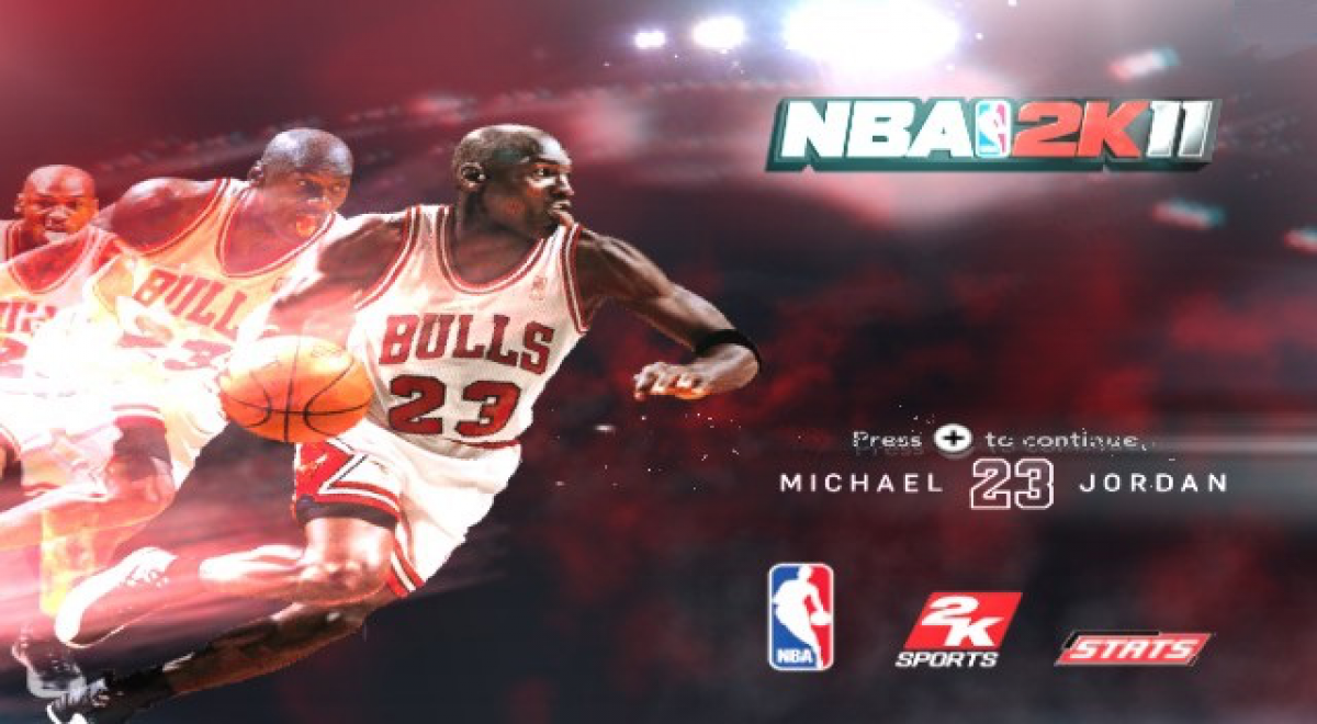 NBA 2K11 Wii inspired design featuring realistic basketball simulation aesthetic legendary NBA teams and players fast paced court action championship competition motion controlled gameplay authentic arena atmosphere sports gaming nostalgia presentation start screen