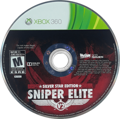 Sniper Elite V2 [Silver Star Edition] disc for Xbox 360 (X360) tactical stealth sniper shooter video game