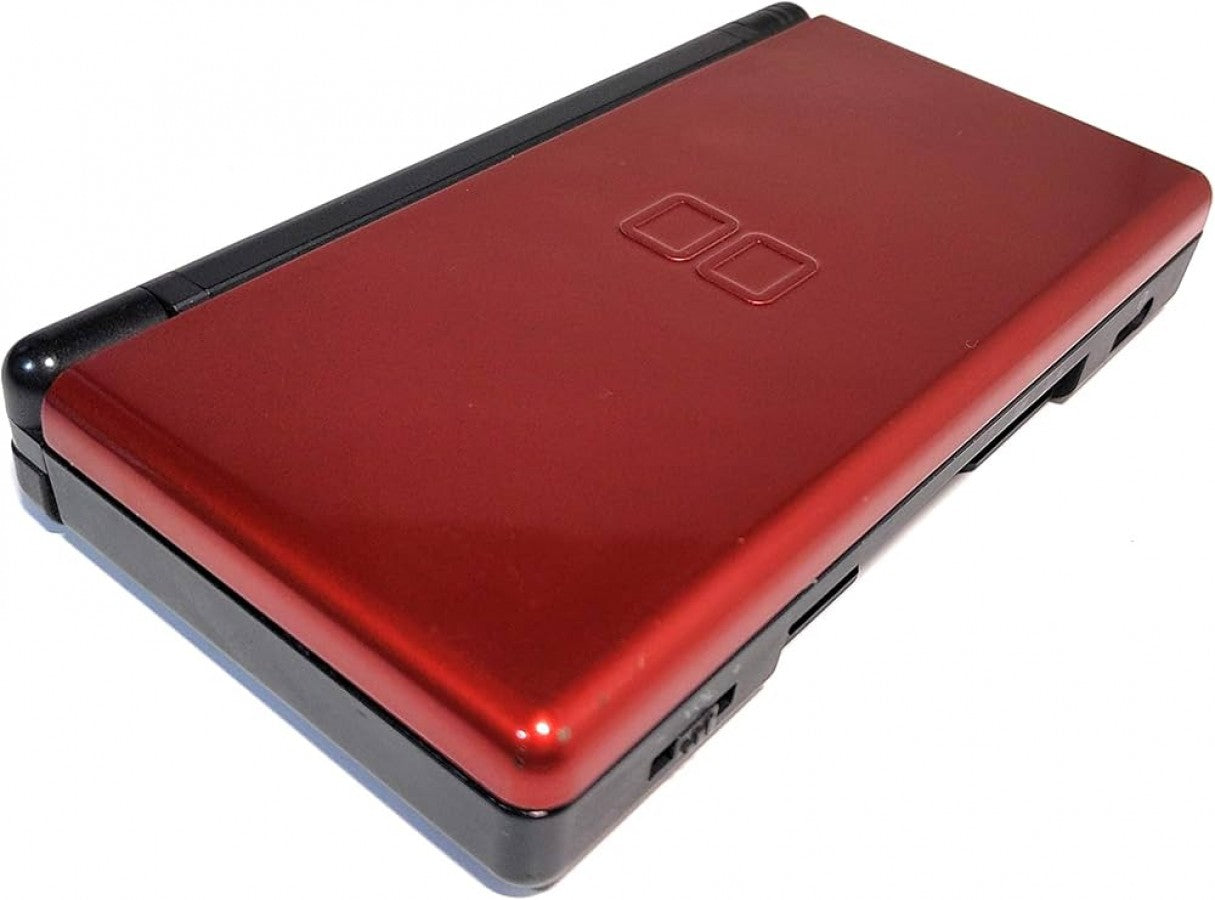 Nintendo DS Lite Crimson Red and Black handheld gaming system featuring a sleek dual color design with dual screens touch controls and compatibility with Nintendo DS and Game Boy Advance games