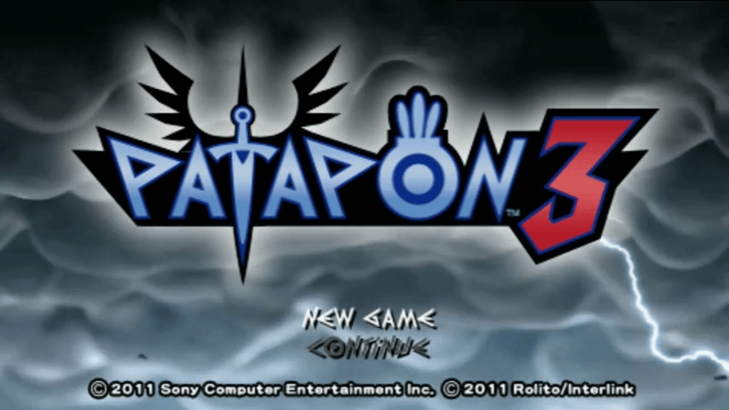 Patapon 3 home screen for PlayStation Portable (PSP) rhythm-based action game