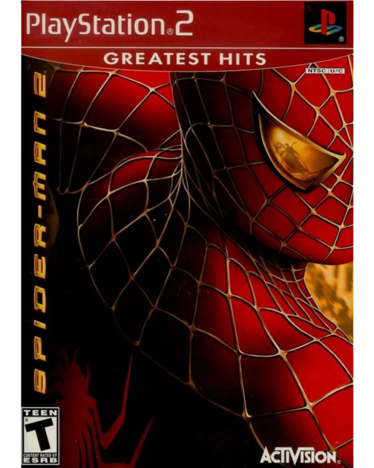 Spider-Man 2 Greatest Hits PlayStation 2 PS2 video game, open-world action adventure, superhero web-slinging gameplay, Marvel console title front cover
