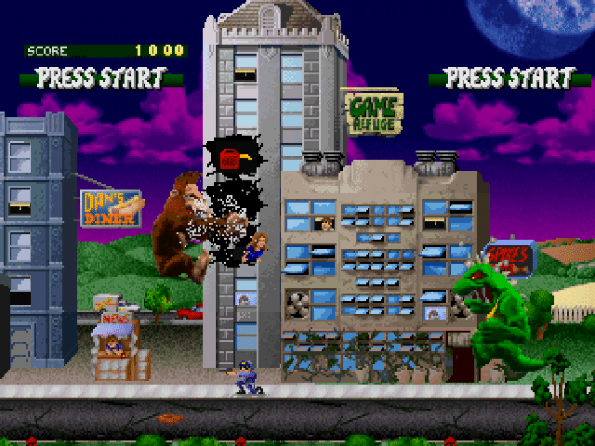 Rampage: World Tour gameplay for PlayStation 1 (PS1) arcade action video game