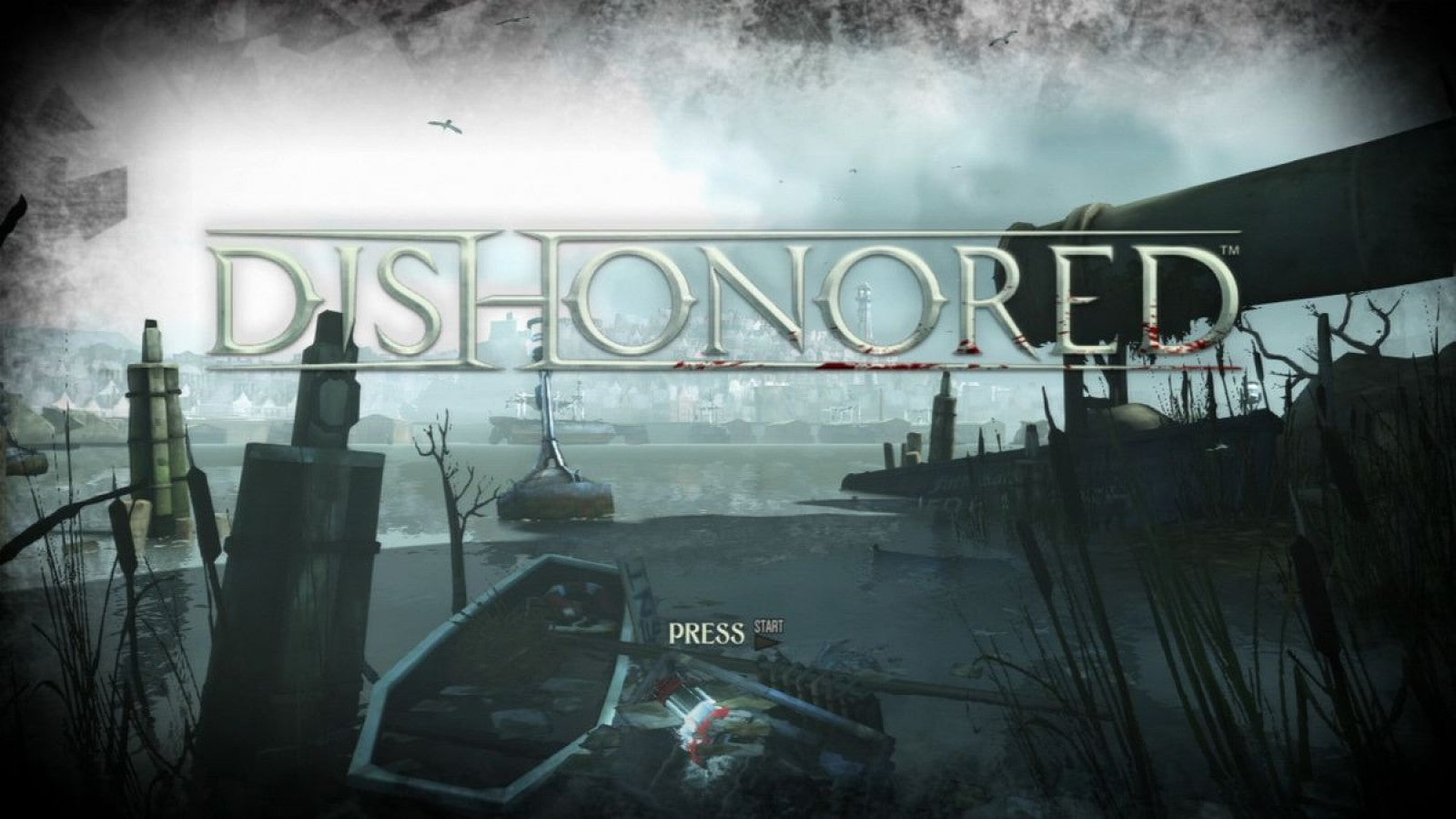 Dishonored title screen for PlayStation 3 (PS3) video game