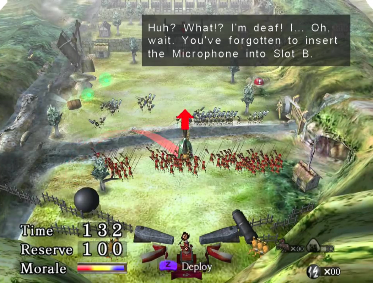 Odama GameCube GC video game, pinball action strategy, voice-controlled gameplay, Nintendo GameCube title, microphone not included gameplay screenshot