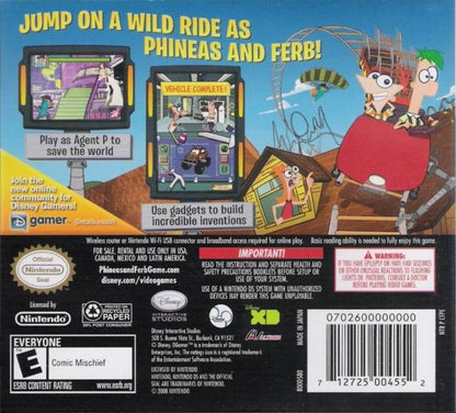 Disney Phineas and Ferb back cover art for Nintendo DS (DS) video game 