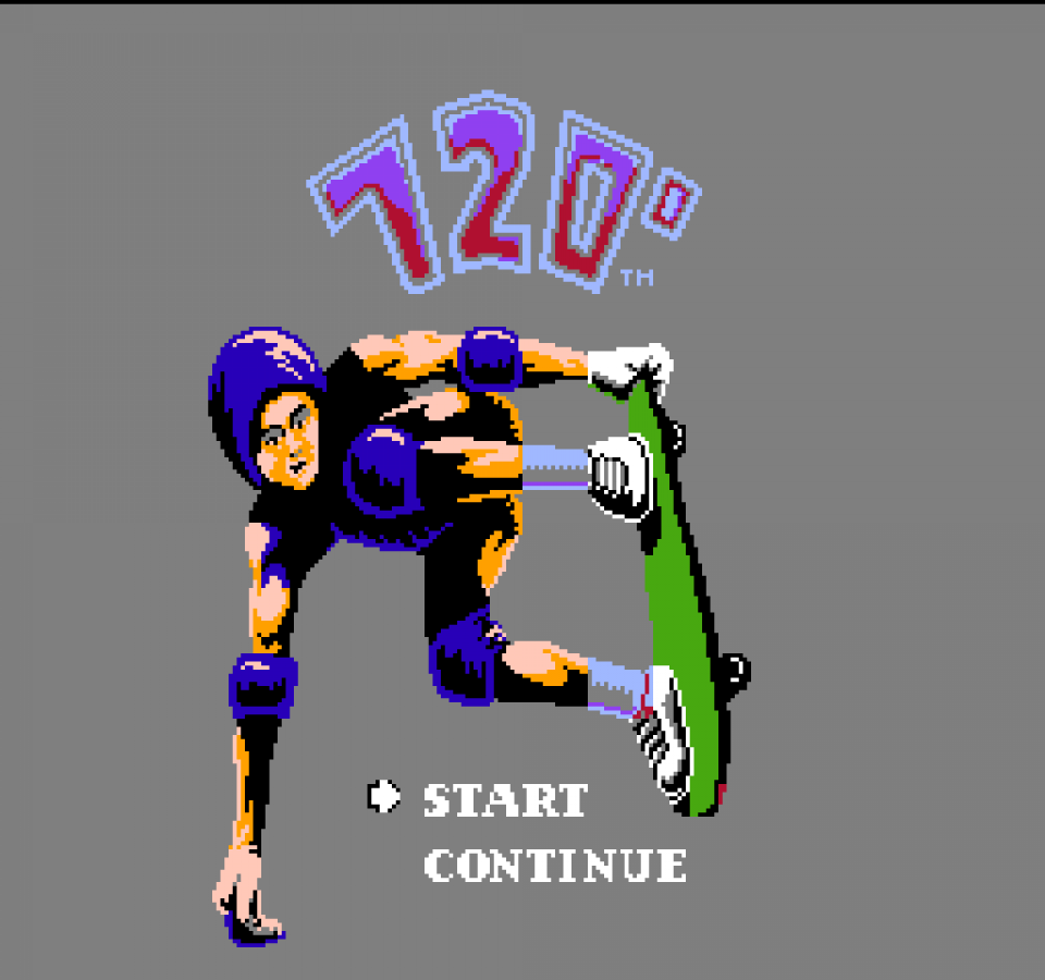 720° cartridge for the Nintendo Entertainment System featuring 8 bit skateboarding action with tricks ramps and high score challenges across urban skate parks gameplay 