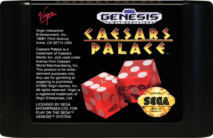 Caesar's Palace cartridge for Sega Genesis (GEN) video game