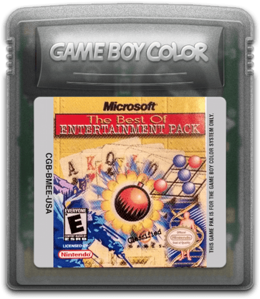 Microsoft The Best of Entertainment Pack for Game Boy Color, cartridge for a puzzle and strategy video game collection with classic mini-games, logic challenges, and casual gameplay modes