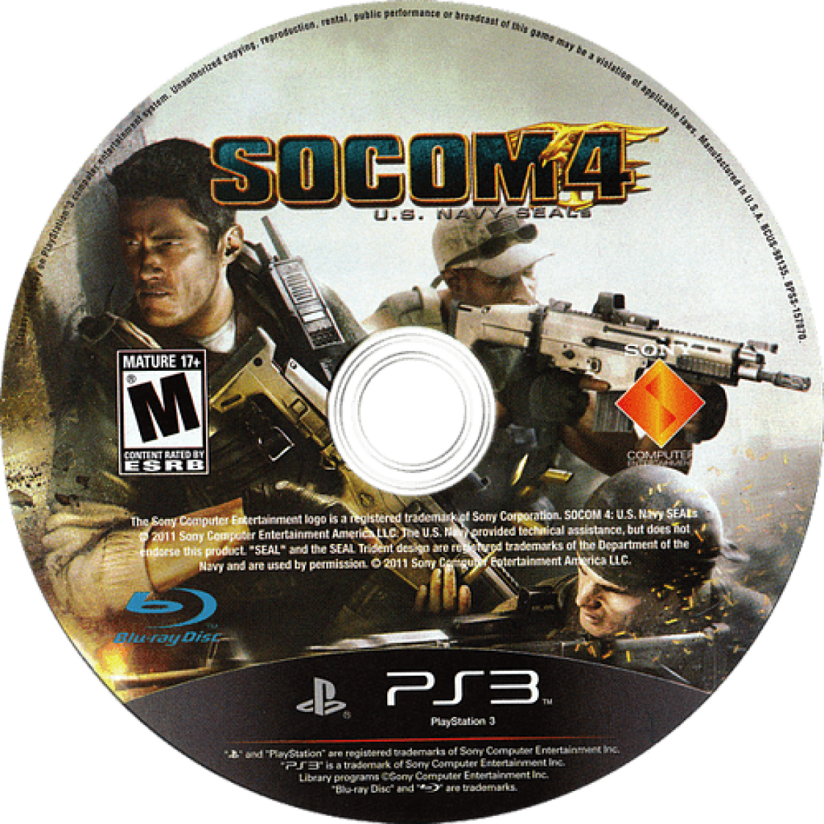 SOCOM 4 U.S. Navy SEALs PlayStation 3 PS3 video game, tactical shooter, military action, multiplayer gameplay, Sony console title disc