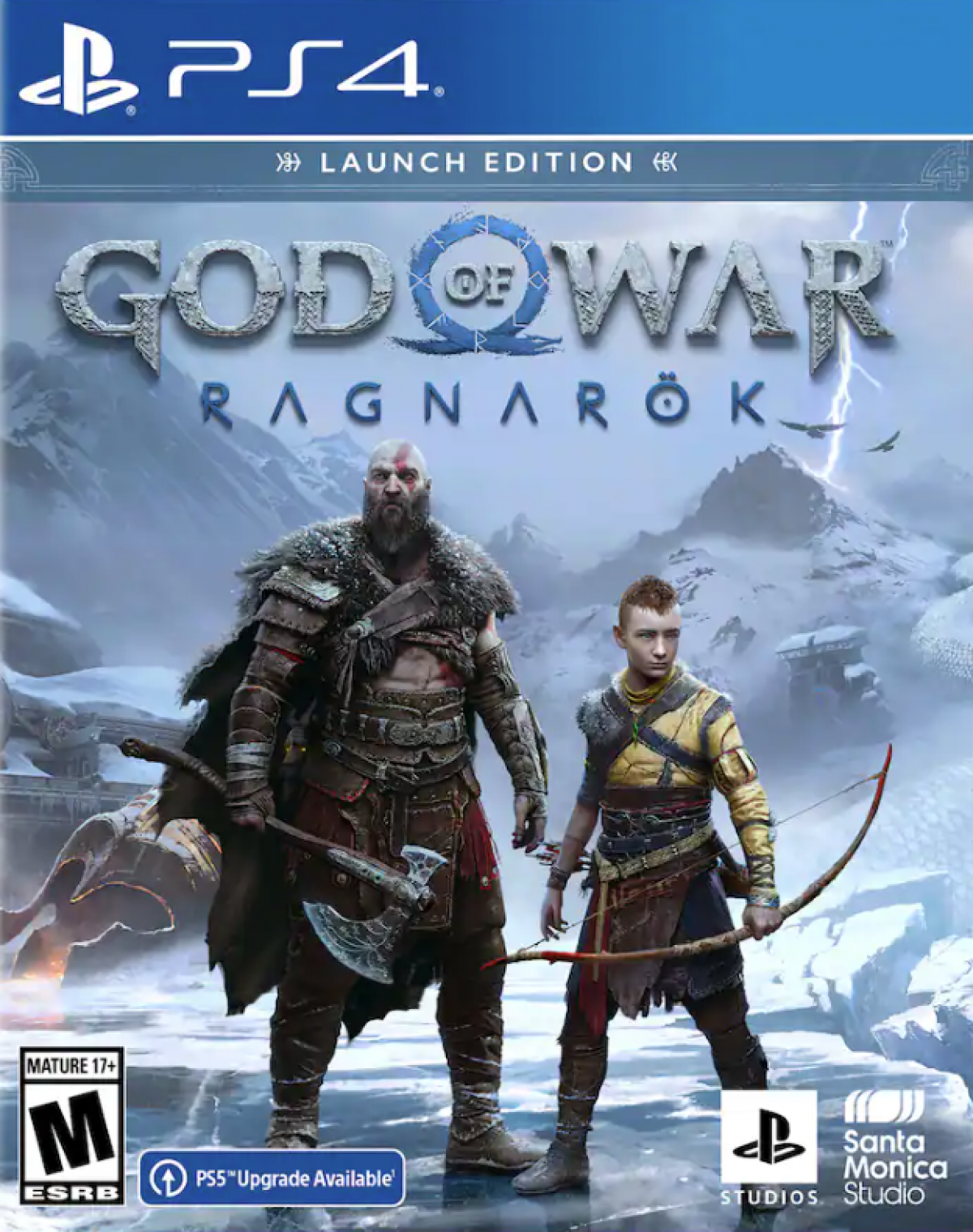 God of War: Ragnarok [Launch Edition] – PlayStation 4 (PS4) video game cover image, mythic Norse action-adventure by Santa Monica Studio and Sony Interactive Entertainment