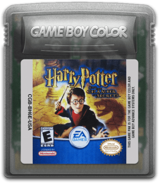 Harry Potter and the Chamber of Secrets for Game Boy Color (GBC) at Gamers INC, featuring a turn-based RPG adaptation of Harry’s second year at Hogwarts, where you explore familiar locations, learn spells, battle magical creatures, and relive the mystery of the Chamber of Secrets in a charming retro handheld adventure format cartridge