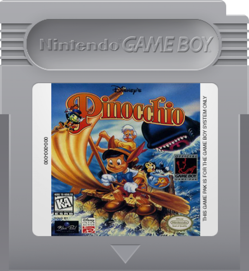 Pinocchio Game Boy GB for retro video game enthusiasts featuring side scrolling action platforming gameplay Disney inspired adventure colorful levels enemy encounters classic fairy tale journey family friendly handheld gaming and collectible gaming appeal cartridge 