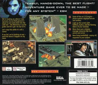 Soviet Strike Greatest Hits PlayStation 1 PS1 for military action video game fans featuring helicopter combat tactical missions enemy forces explosive weapons battlefield environments challenging objectives and fast paced aerial action classic Sony PlayStation gaming collectible appeal back