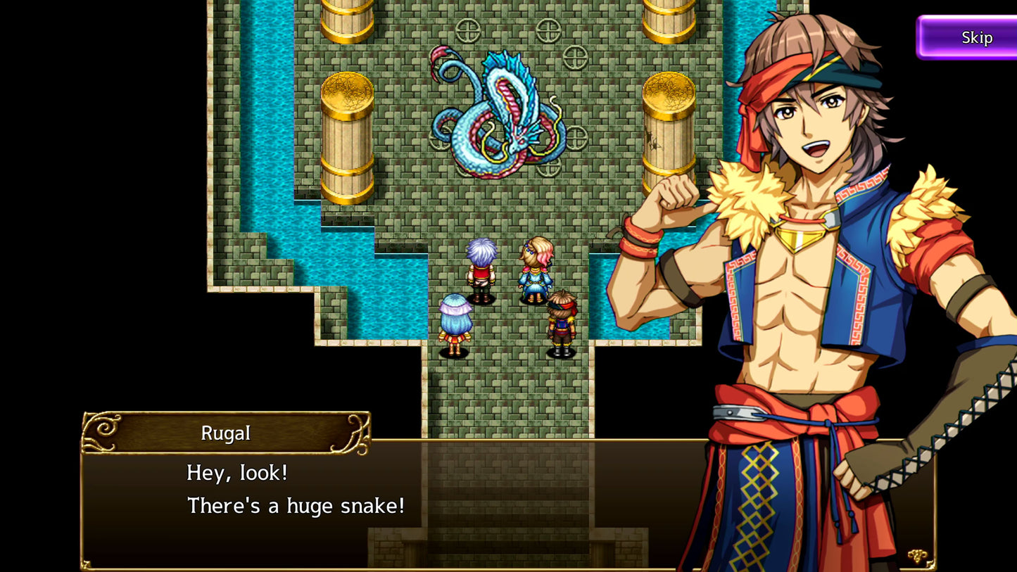 Liege Dragon PlayStation 4 fantasy RPG turn-based combat Kemco retro-style pixel art adventure party-based exploration branching story quests classic 16-bit inspired visuals dungeon crawling character classes magic system gameplay screenshot