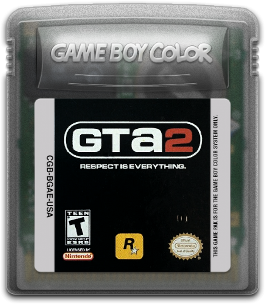 Grand Theft Auto 2 GTA2 Nintendo Game Boy Color GBC for action adventure retro video game fans featuring top down open world gameplay vehicle theft criminal missions fast paced combat urban exploration classic handheld gaming collectible gaming appeal cartridge