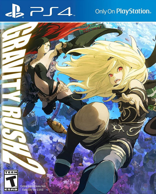 Gravity Rush 2 PlayStation 4 PS4 video game, action adventure, gravity-shifting gameplay, open-world exploration, stylized anime art style front cover