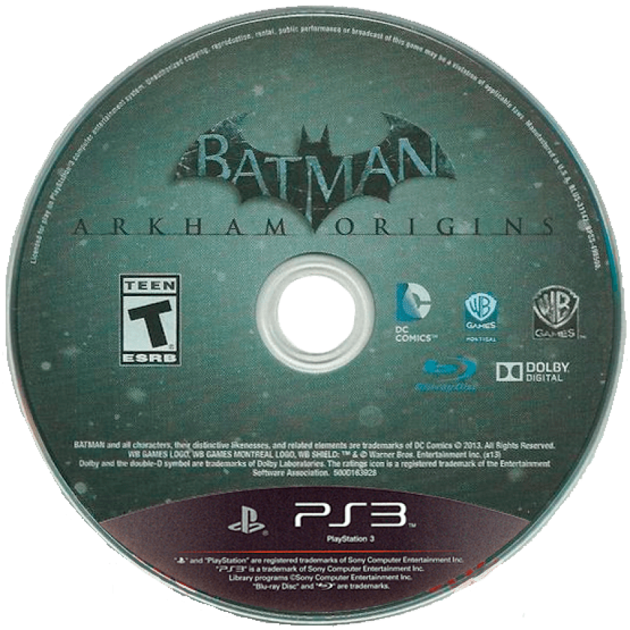Batman: Arkham Origins disc for PlayStation 3 (PS3) video game