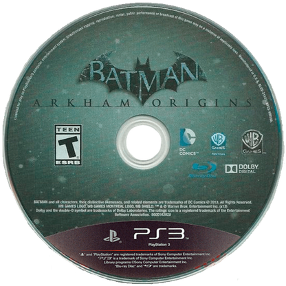 Batman: Arkham Origins disc for PlayStation 3 (PS3) video game