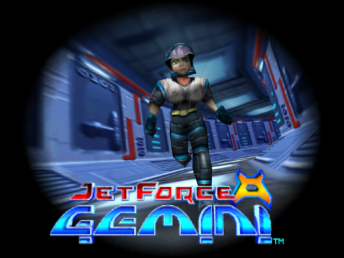 Jet Force Gemini Nintendo 64 N64 video game, game only cartridge, third-person action shooter, sci-fi adventure, classic Nintendo title main menu title screen