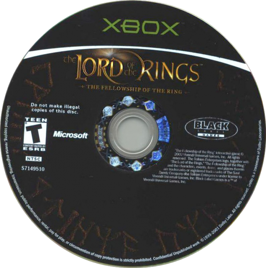 The Lord of the Rings: The Fellowship of the Ring – Xbox (XBOX) disc for video game for XBOX 