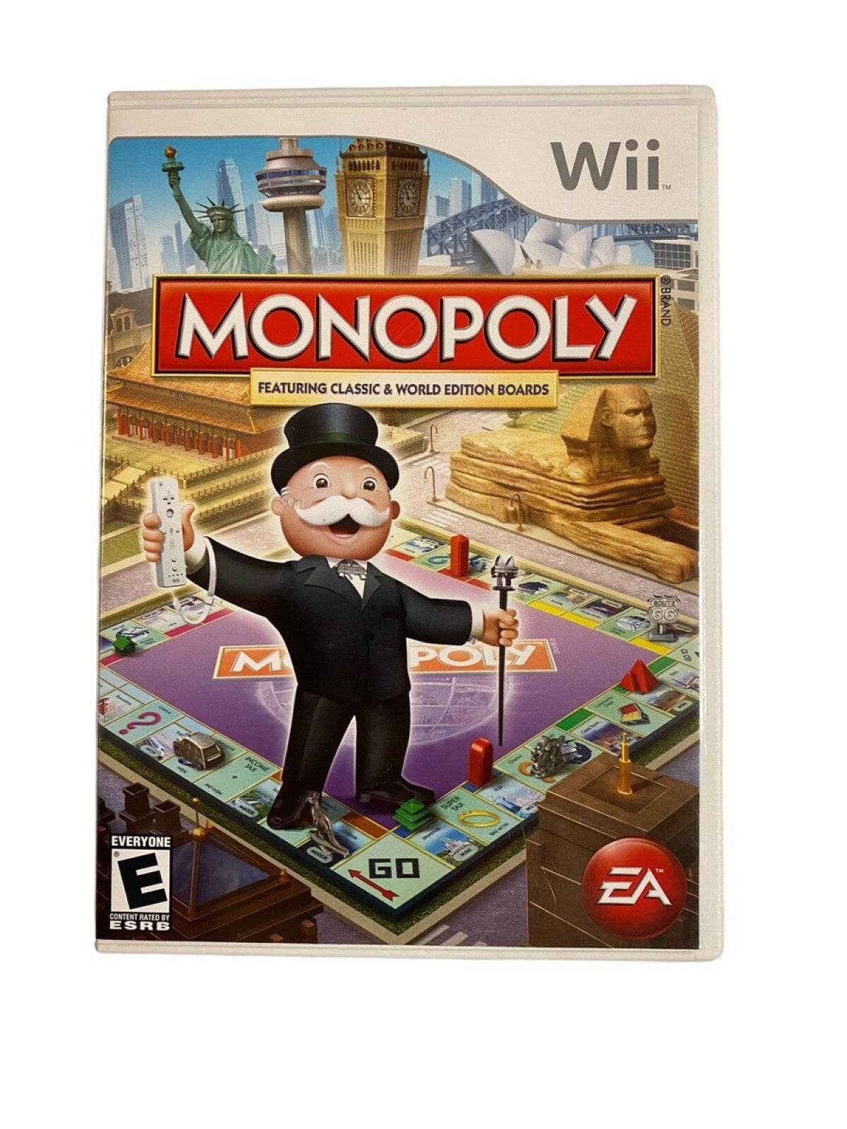Monopoly for Wii digital board game video game featuring family friendly multiplayer gameplay iconic Monopoly properties and classic turn based strategy experience front cover