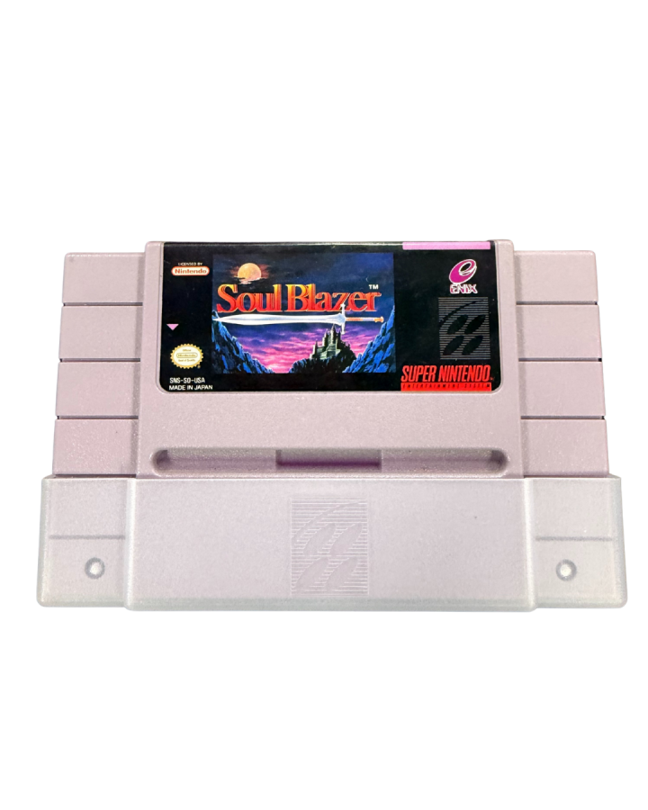 Soul Blazer for Super Nintendo with classic action-RPG adventure theme cartridge front