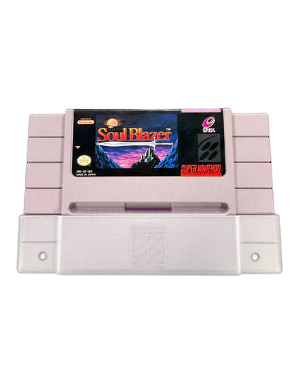 Soul Blazer for Super Nintendo with classic action-RPG adventure theme cartridge front