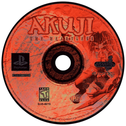 Akuji the Heartless PlayStation 1 PS1 for action adventure retro video game fans featuring voodoo mythology dark fantasy exploration hack and slash combat supernatural enemies atmospheric environments cinematic gameplay collectible gaming appeal disc