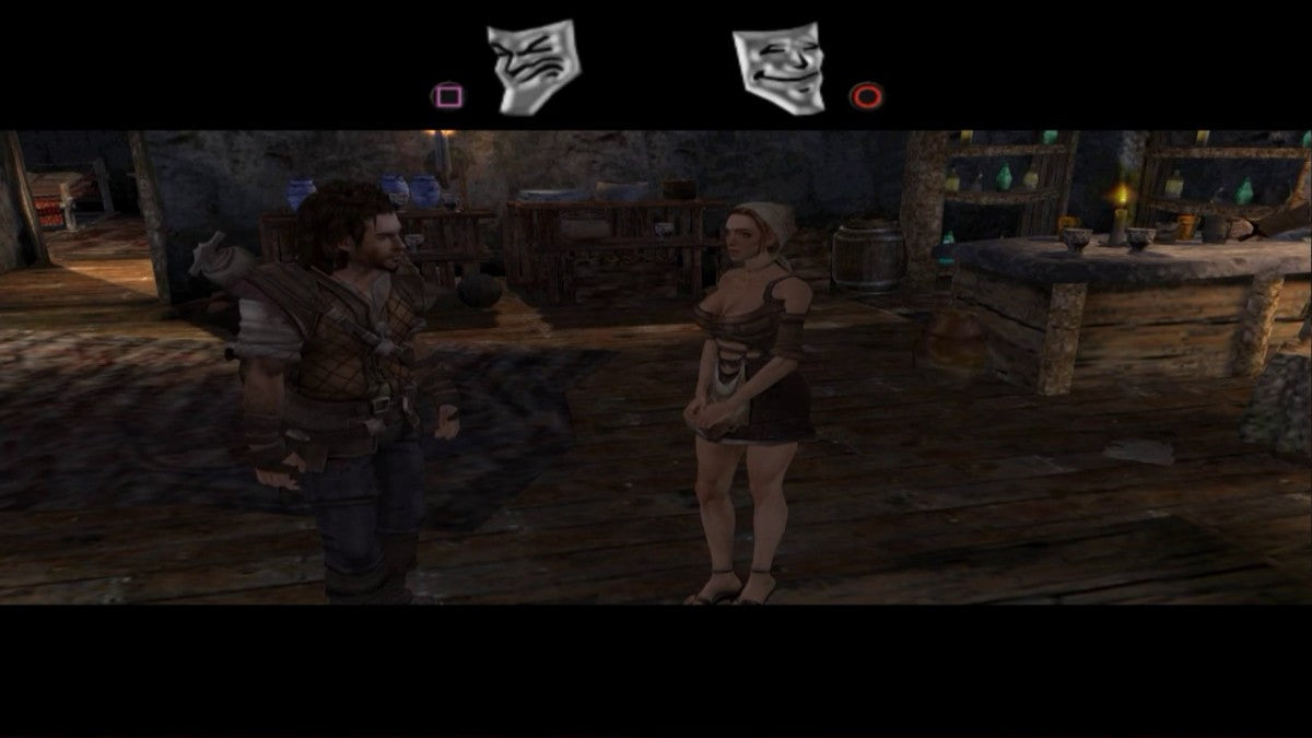 The Bard's Tale PlayStation 2 action RPG video game humorous isometric perspective sarcastic protagonist narrator companion Celtic soundtrack musical numbers dungeon crawling hack and slash monster summoning InXile Entertainment remake of the classic computer RPG series gameplay screenshot