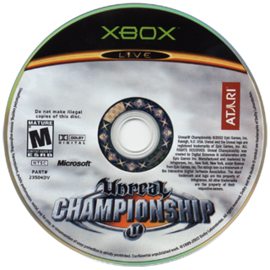 Unreal Championship disc for Xbox (XBOX) video game
