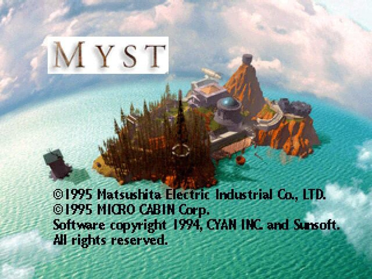 Myst start screen for Panasonic 3DO (3DO) graphic adventure puzzle video game