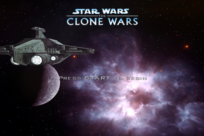 Star Wars The Clone Wars Nintendo GameCube GC for action adventure video game fans featuring Clone Wars battles Jedi and clone troopers vehicle combat lightsaber action blaster weapons multiplayer missions iconic Star Wars characters and cinematic galactic warfare collectible gaming appeal gameplay